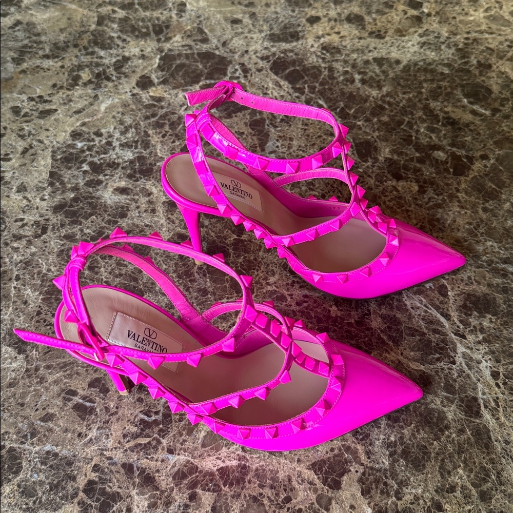 Valentino rockstud fuschia pink patent gladiator pump classic sz 39 - Picture 3 of 11